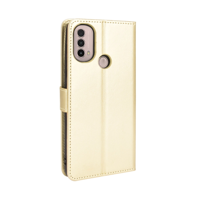 9D SKLO + PUZDRO 2v1 pre Motorola Moto E20 / E30 / E40 - Knižkové Solid zlaté