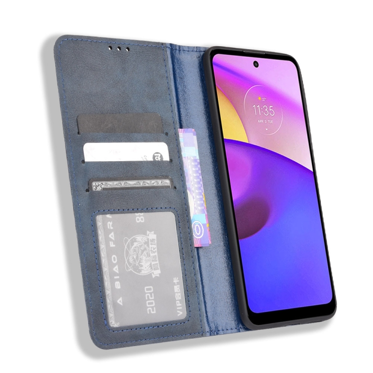 Knižkové puzdro pre Motorola Moto E20 / E30 / E40 - Retro modré