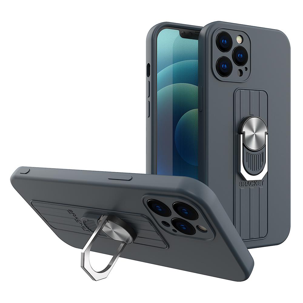 9D SKLO + KRYT 2v1 pre Apple iPhone 11 - Armor Ring grip modré