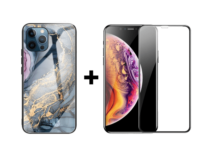 9D SKLO + KRYT 2v1 pre Apple iPhone 11 - Abstract Gold
