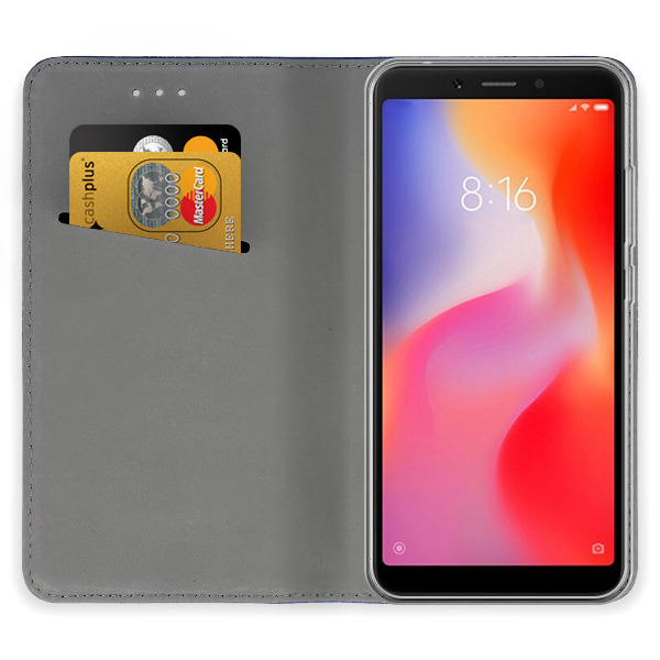 SKLO + PÚZDRO 2v1 pre Xiaomi Redmi 6 - Knižkové MAGNET modré