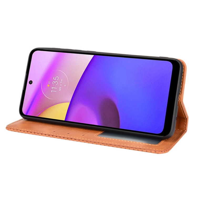 9D SKLO + PUZDRO 2v1 pre Motorola Moto E20 / E30 / E40 - Knižkové Retro hnedé