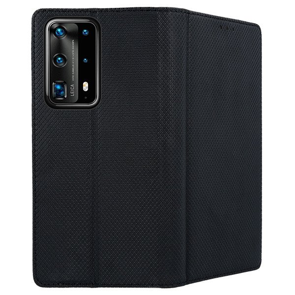 9D SKLO + PÚZDRO 2v1 pre HUAWEI P40 Pro - Knižkové MAGNET čierne