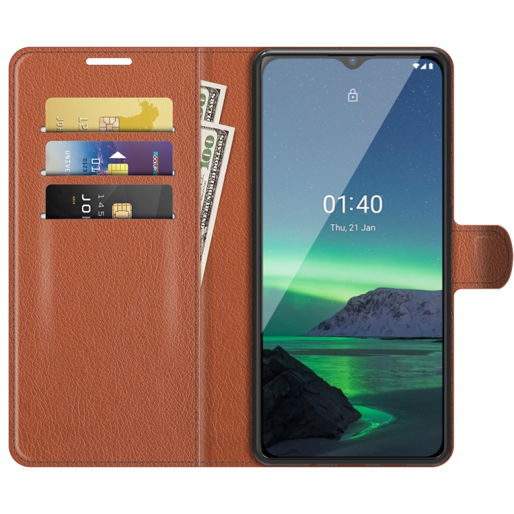 9D SKLO + PÚZDRO 2v1 pre Nokia 1.4 - Knižkové puzdro Solid hnedé