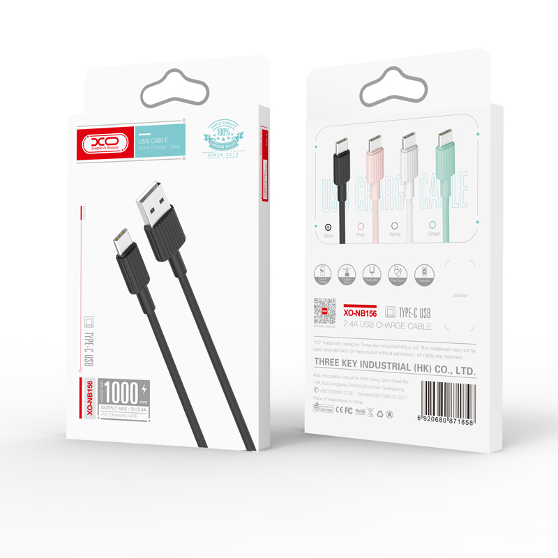 Kábel XO-NB156 USB - Lightning 1,0m, 2,4A - čierny