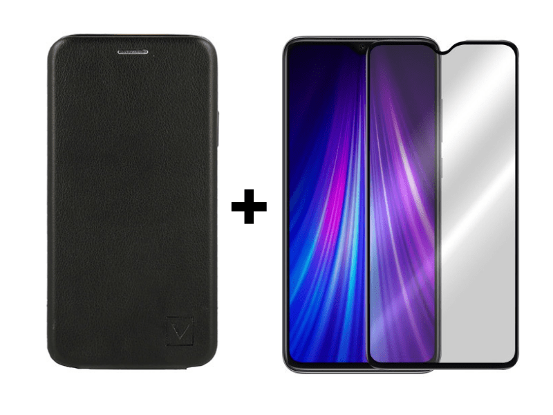 9D SKLO + PÚZDRO 2v1 pre Xiaomi Redmi Note 8 Pro - Flip Flexi vyklápacie čierne