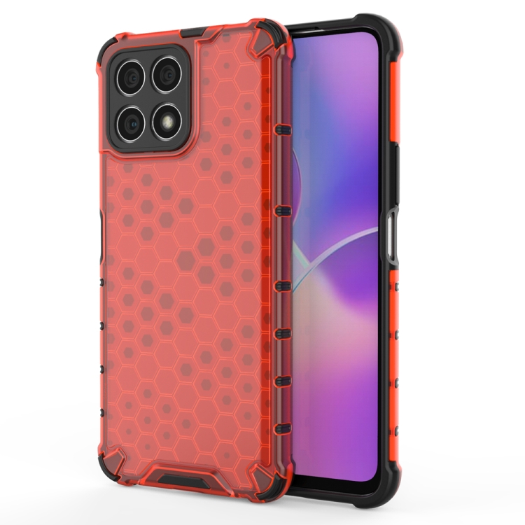 Tvrdený kryt pre Honor X8 - Honeycomb červený