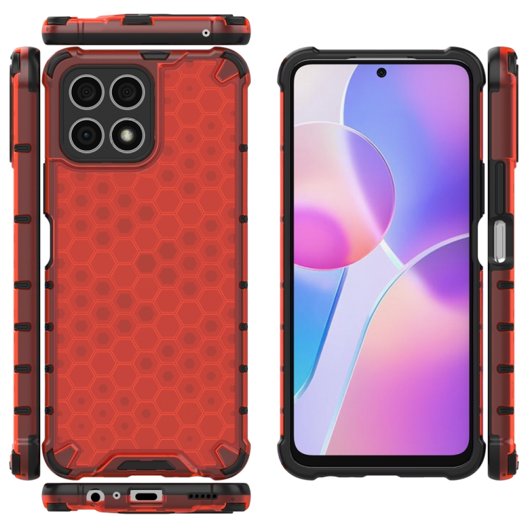 Tvrdený kryt pre Honor X8 - Honeycomb červený