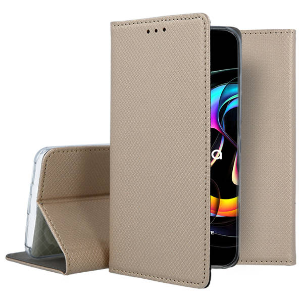 9D SKLO + PUZDRO 2v1 pre Motorola Moto Edge 20 Lite - Knižkové Magnet zlaté