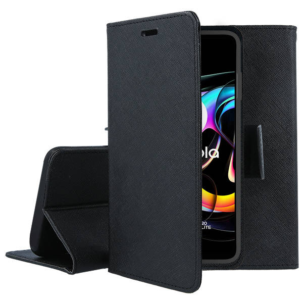 9D SKLO + PUZDRO 2v1 pre Motorola Moto Edge 20 Lite - Knižkové Fancy čierne