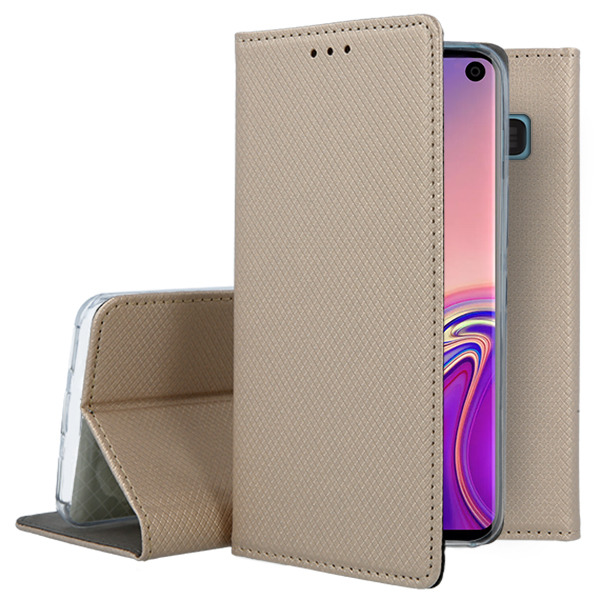 9D SKLO + PUZDRO 2v1 pre Samsung Galaxy S10 - Knižkové Magnet zlaté