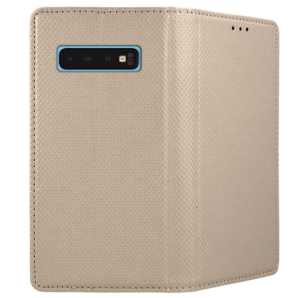 9D SKLO + PUZDRO 2v1 pre Samsung Galaxy S10 - Knižkové Magnet zlaté