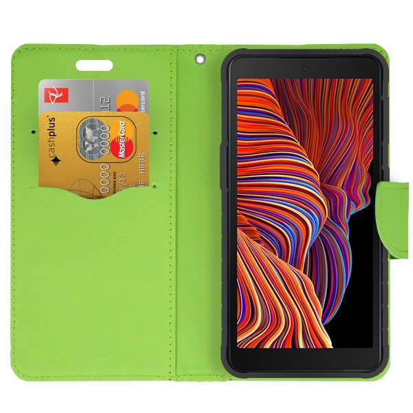 9D SKLO + PÚZDRO 2v1 pre Samsung Galaxy Xcover 5 - Knižkové Fancy modré zelené
