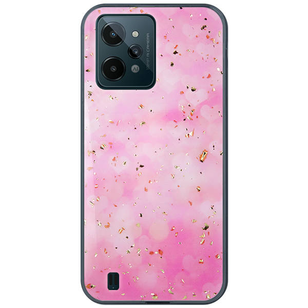 9D SKLO + PUZDRO 2v1 pre Realme C31 - Silikónové GLAM pink
