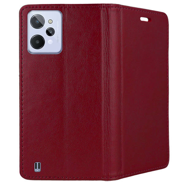 9D SKLO + PUZDRO 2v1 pre Realme C31 - Knižkové Smart MAGNET bordové