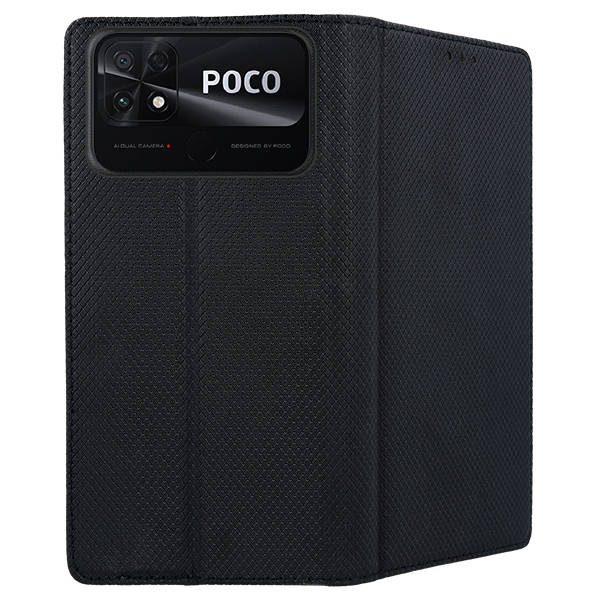 SKLO + PUZDRO 2v1 pre Xiaomi Poco C40 - Knižkové Magnet čierne