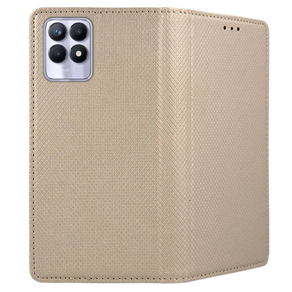 9D SKLO + PUZDRO 2v1 pre Realme 8i - Knižkové SMART MAGNET zlaté