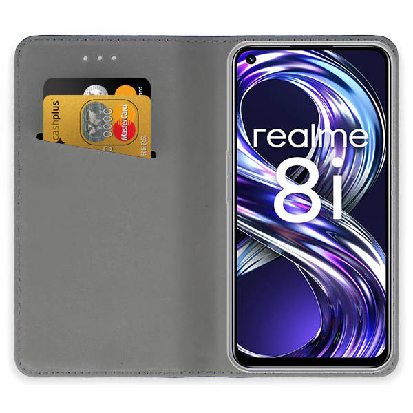 9D SKLO + PUZDRO 2v1 pre Realme 8i - Knižkové SMART MAGNET zlaté
