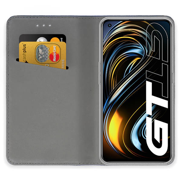 9D SKLO + PÚZDRO 2v1 pre Realme GT 5G - Knižkové MAGNET modré