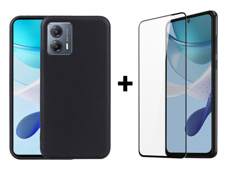 9D SKLO + PUZDRO 2v1 pre Motorola Moto G53 5G - Silikónové čierne