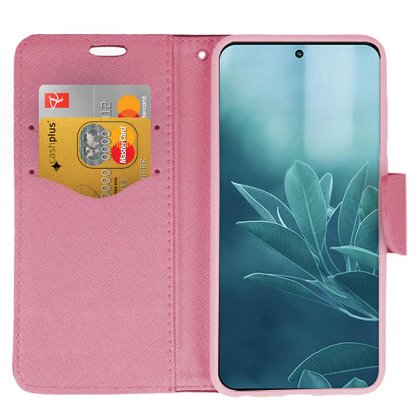 SKLO + PUZDRO 2v1 pre Samsung Galaxy S23 5G - Knižkové FANCY čierno ružové