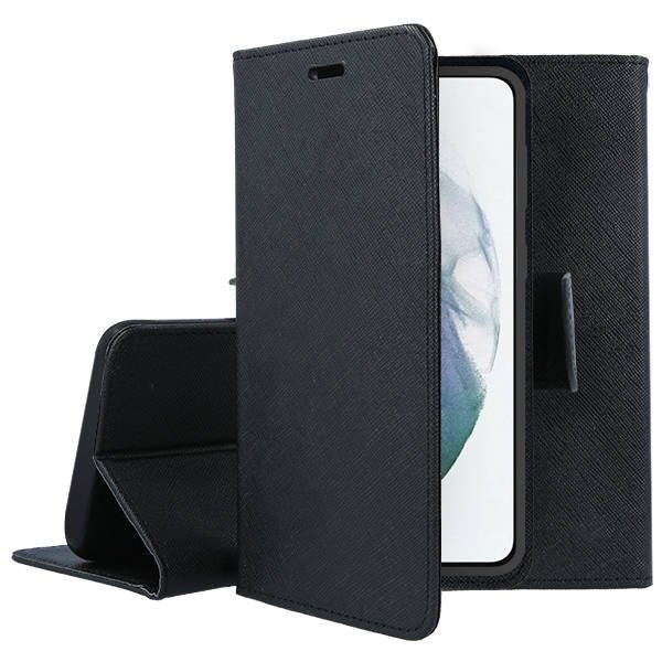 SKLO + PUZDRO 2v1 pre Samsung Galaxy S23 5G - Knižkové FANCY čierne