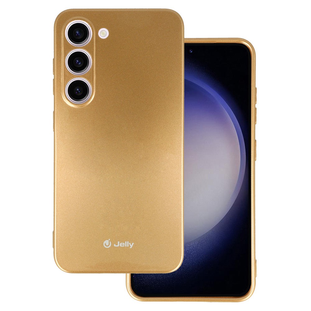 SKLO + PUZDRO 2v1 pre Samsung Galaxy S23 5G - Silikónové Jelly zlaté