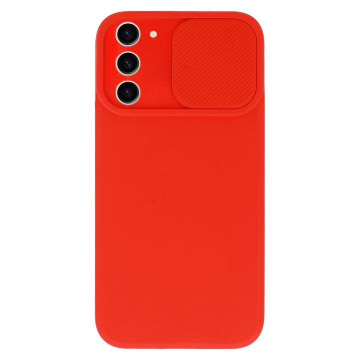 SKLO + PUZDRO 2v1 pre Samsung Galaxy S23 5G - Tvrdené Camshield červené