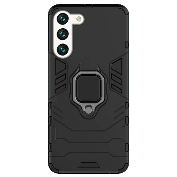 SKLO + PUZDRO 2v1 pre Samsung Galaxy S23 5G - Tvrdené RING armor čierne