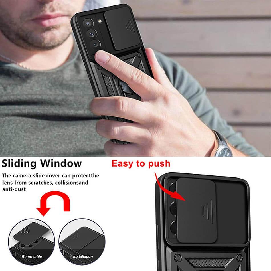 SKLO + PUZDRO 2v1 pre Samsung Galaxy S23 Plus 5G - Tvrdené RING Armor čierne