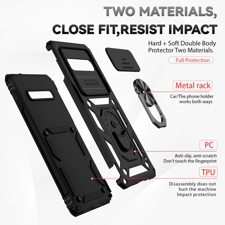 9D SKLO + PUZDRO 2v1 pre Samsung Galaxy S10 Plus - Ring ARMOR čierne