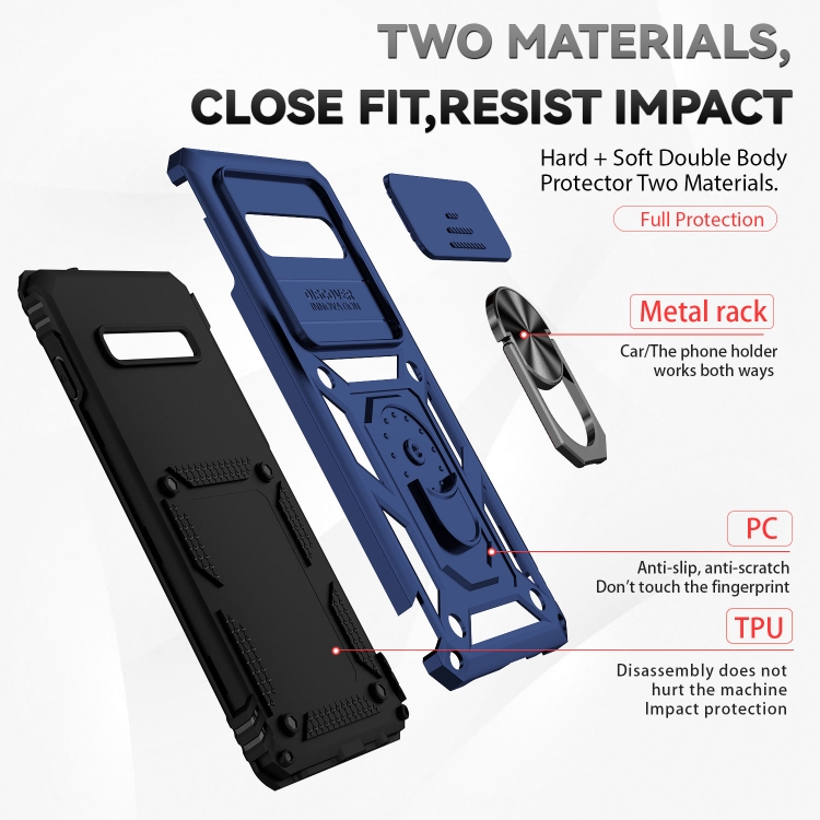 9D SKLO + PUZDRO 2v1 pre Samsung Galaxy S10 Plus - Ring ARMOR modré
