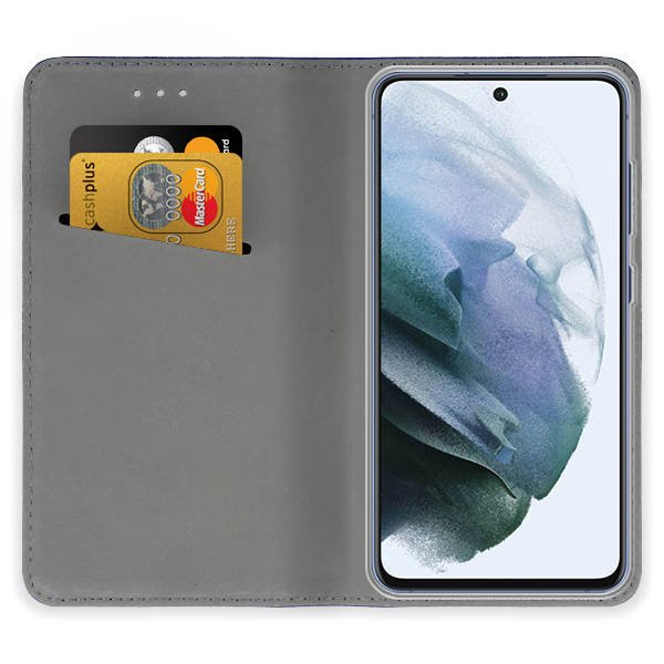 9D SKLO + PÚZDRO 2v1 pre Samsung Galaxy S21 FE 5G - Knížkove Magnet modré