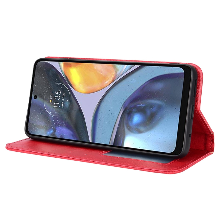 9D SKLO + PÚZDRO 2v1 pre Motorola Moto G22 - Knižkové Retro červené