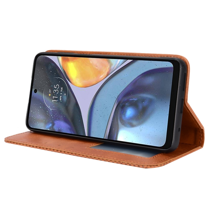 Knižkové puzdro pre Motorola Moto G22 - Retro hnedé