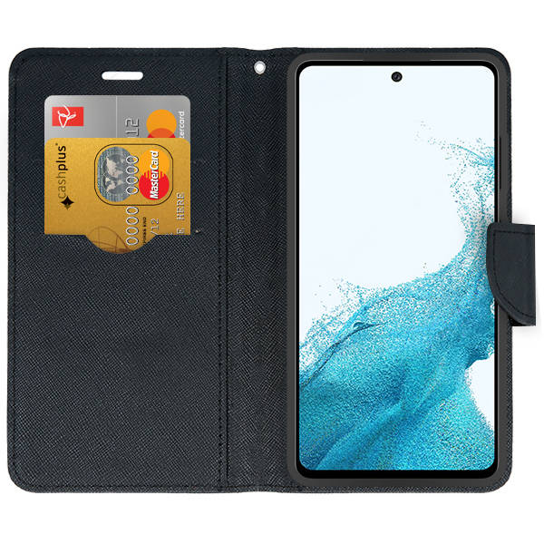 9D SKLO + PUZDRO 2v1 pre Samsung Galaxy A54 5G - Knižkové FANCY čierne