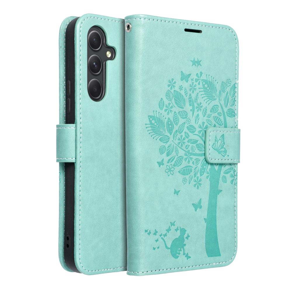 9D SKLO + PUZDRO 2v1 pre Samsung Galaxy A54 5G - Knižkové MEZZO Tree zelené