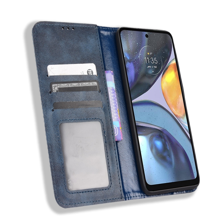 Knižkové puzdro pre Motorola Moto G22 - Retro modré