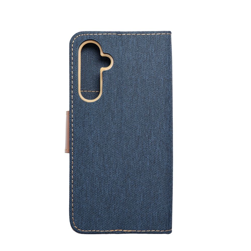9D SKLO + PUZDRO 2v1 pre Samsung Galaxy A54 5G - Knižkové CANVAS modro hnedé