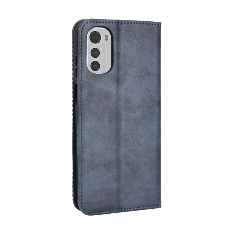 9D SKLO + PUZDRO 2v1 pre Motorola Moto E32 / E32s - Knižkové Retro modré