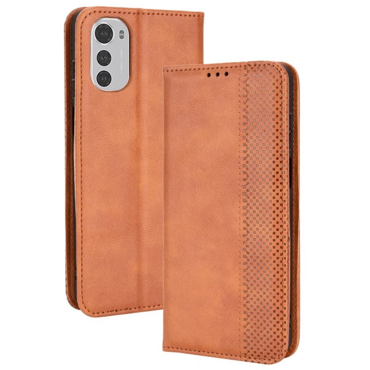 9D SKLO + PUZDRO 2v1 pre Motorola Moto E32 / E32s - Knižkové Retro hnedé