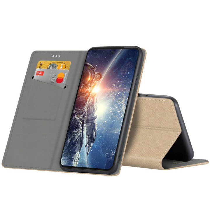9D SKLO + PUZDRO 2v1 pre Motorola Edge 30 Neo - Knižkové MAGNET zlaté