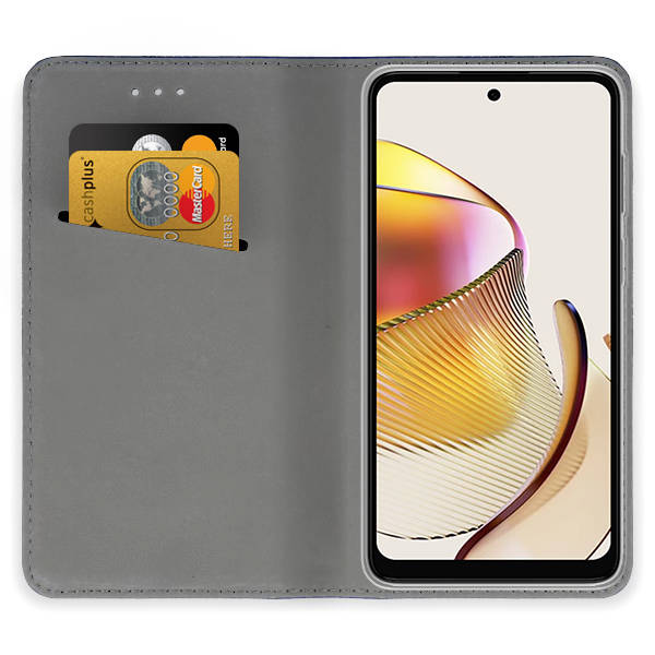 9D SKLO + PUZDRO 2v1 pre Motorola Moto G73 5G - Knižkové MAGNET modré