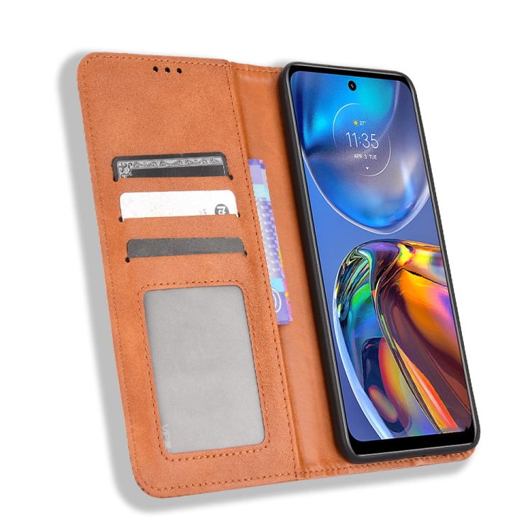 Knižkové puzdro pre Motorola Moto E32 / E32s - Retro hnedé