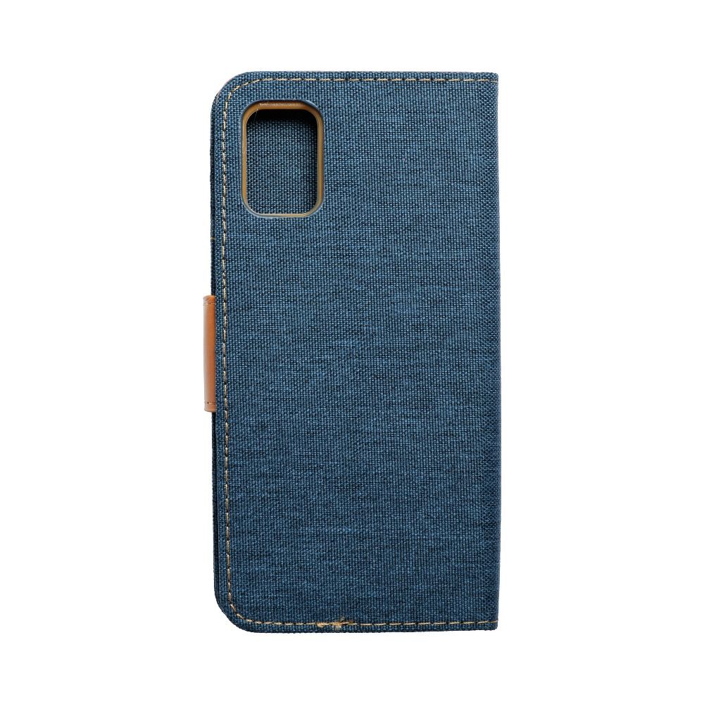 9D SKLO + PUZDRO 2v1 pre Samsung Galaxy A51 - Knižkové CANVAS modro hnedé