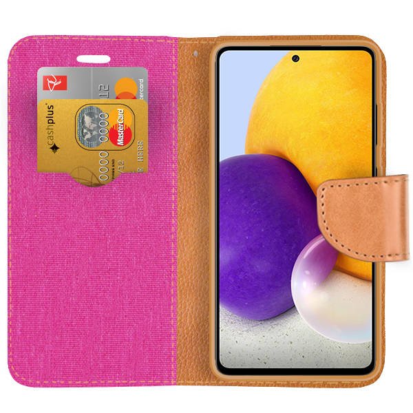 Knižkové puzdro pre Samsung Galaxy A51 - CANVAS ružovo hnedé