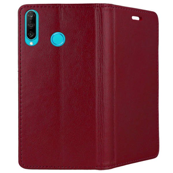 9D SKLO + PUZDRO 2v1 pre HUAWEI P30 Lite - Knižkové MAGNETIC bordové