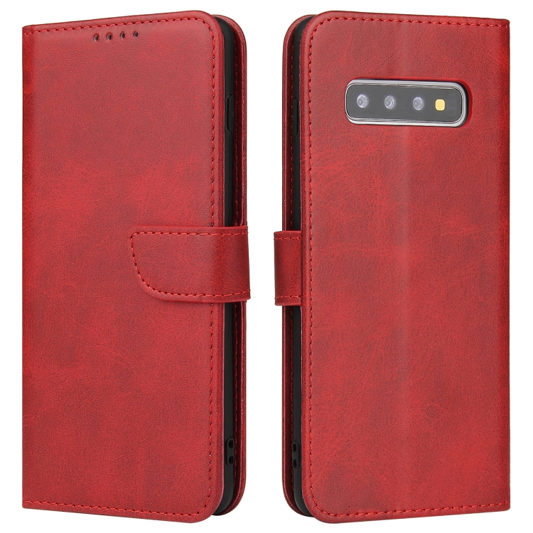 SKLO + PUZDRO 2v1 pre Samsung Galaxy S10 Plus - Knižkové SOLID červené