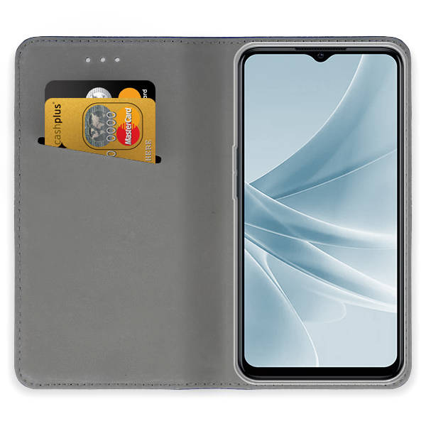 Set 2v1 sklo 9D + knižkové puzdro na Oppo A57 5G 2022 / Oppo A57s 4G – modrý