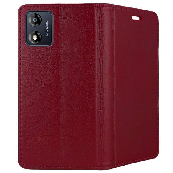 9D SKLO + PUZDRO 2v1 pre Motorola Moto E13 - Knižkové MAGNETIC bordové